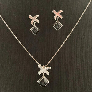 James Rogers (JR) Silversmiths Sterling Silver Onyx necklace Earrings Set